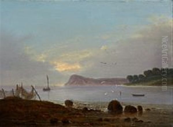 A Coastal Scene In The Evening Oil Painting by Frederik Michael Fabritius de Tengnagel