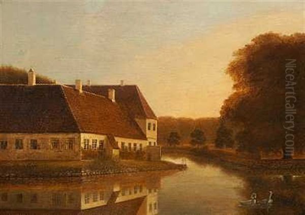 Herregarden Weilegaard Pa Fyn Oil Painting by Frederik Michael Fabritius de Tengnagel