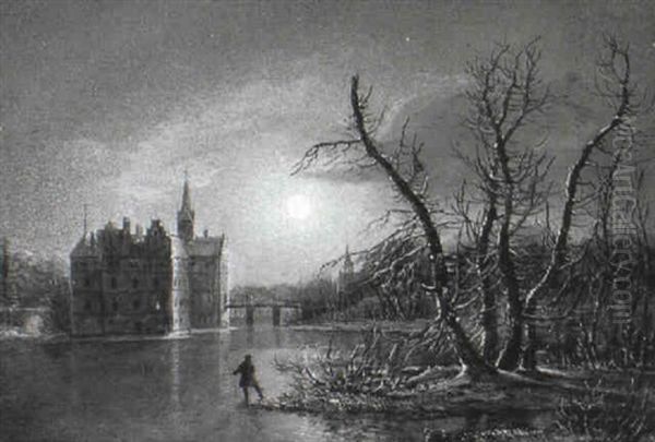 Parti Fra Egeskov, Fuldm+ne Oil Painting by Frederik Michael Fabritius de Tengnagel