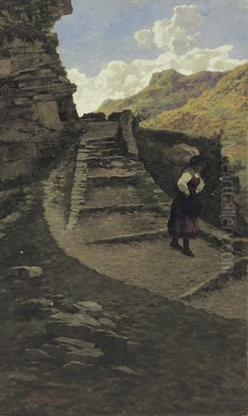 Figura Nel Paesaggio Montano Oil Painting by Nicolau Antonio Facchinetti
