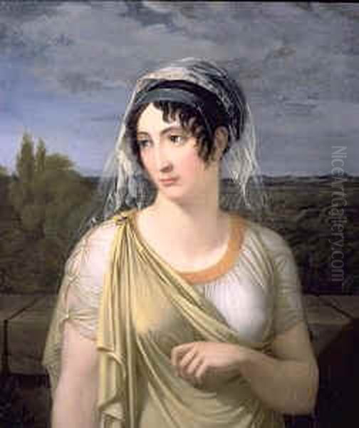 Portrait Of Miss Emily Manley Oil Painting by Robert Fagan