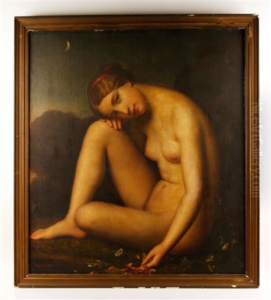 Nude In Moonlight Oil Painting by Joseph (Guiseppe) Fagnani
