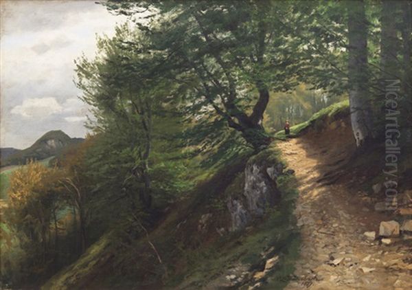 Auf Der Ruhen Alb Oil Painting by Carl Ludwig Fahrbach