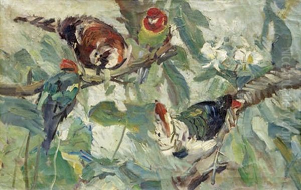 Exotische Vogel Oil Painting by Carl Fahringer