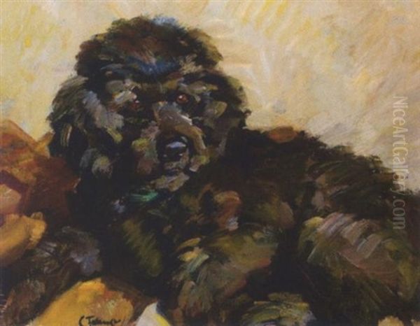 Schwarzer Pudel Oil Painting by Carl Fahringer