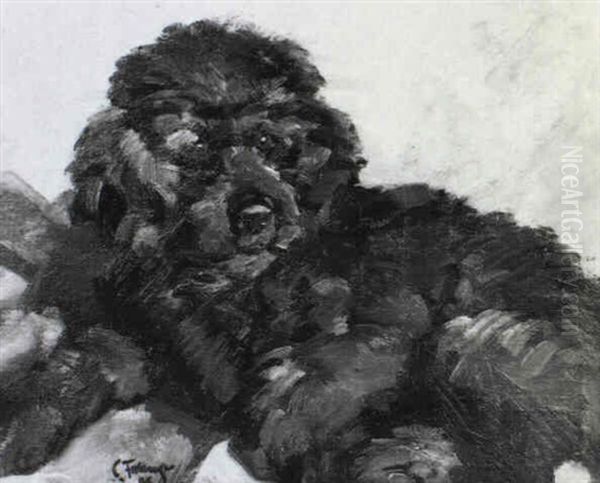 Schwarzer Hund Oil Painting by Carl Fahringer