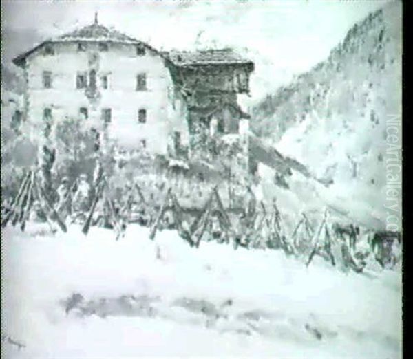 Militarstellung Im Ersten Weltkrieg Oil Painting by Carl Fahringer