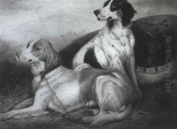 Two English Setters On A Moor Oil Painting by Frances C. Fairman
