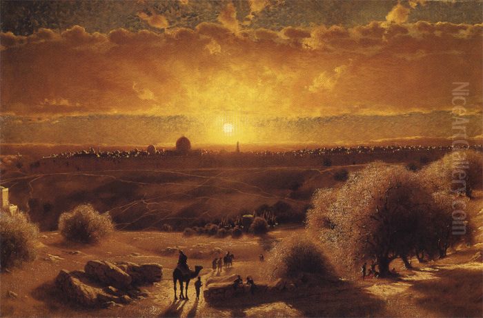 View Of Jerusalem Oil Painting by James Fairman