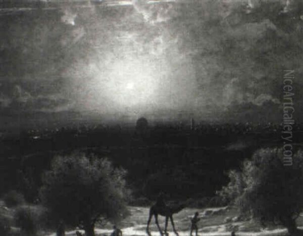 View Of Jerusalem From Mount Olive Oil Painting by James Fairman