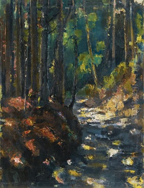 A Forest Path Oil Painting by Anton Faistauer