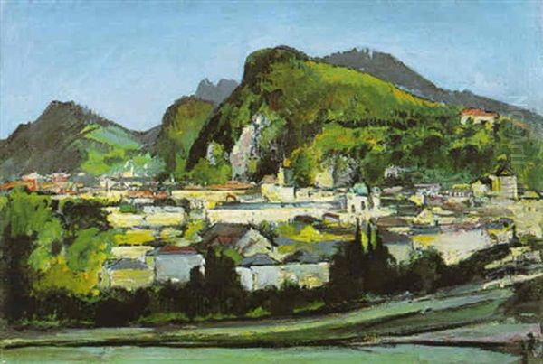 Salzburg Vom Monchsberg Gegen Heuberg, Kapuzinerberg Und Gaisberg Oil Painting by Anton Faistauer