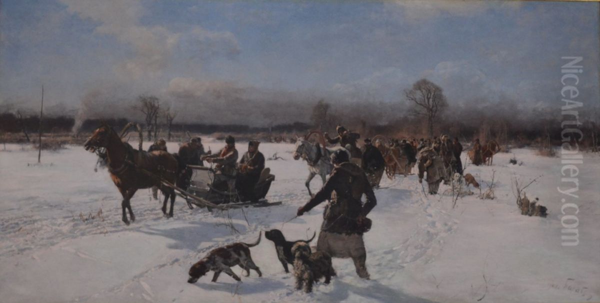 The Hunt Oil Painting by Julian Falat