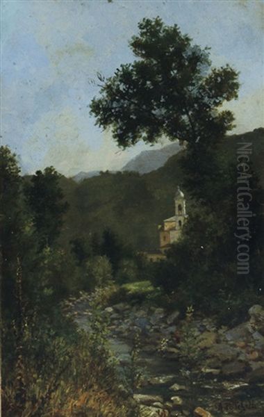 Scorcio Montano Oil Painting by Alberto Falchetti