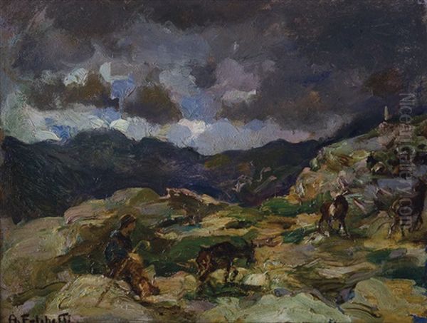 Temporale Imminente (alto Biellese) Oil Painting by Alberto Falchetti