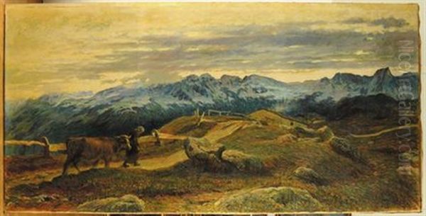 Ritorno All'alpeggio Oil Painting by Alberto Falchetti