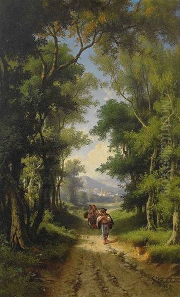 Sommerlandschaft Oil Painting by Giuseppe Falchetti