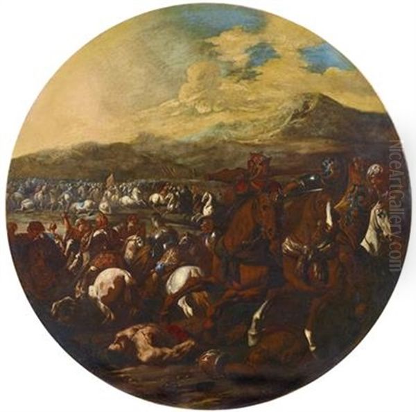 Battle Scene Oil Painting by Aniello Falcone
