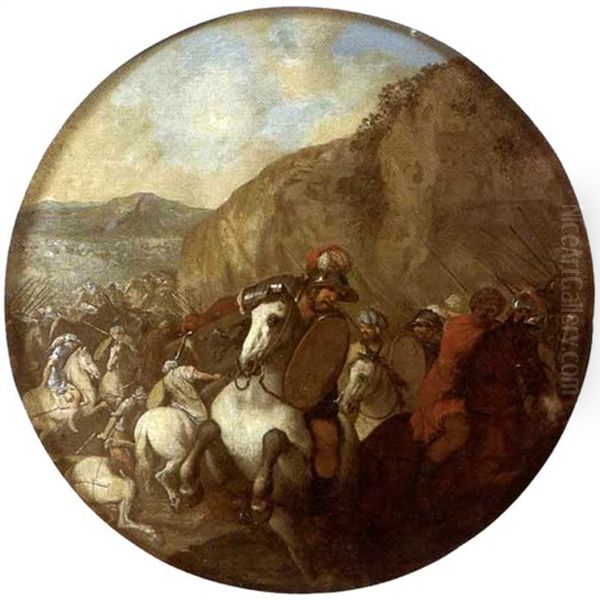 Choc De Cavalerie Oil Painting by Aniello Falcone