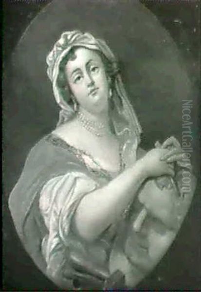 Portrait Presume De Marie-ann Collot Finissant Le Buste De  Pierre-le-grand Oil Painting by Pierre-Etienne Falconet