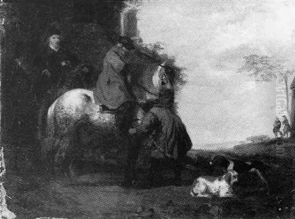 Le Depart Des Cavaliers Oil Painting by Carel van Falens or Valens