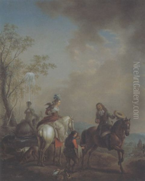 Ruckkehr Von Der Falkenjagd Oil Painting by Carel van Falens or Valens