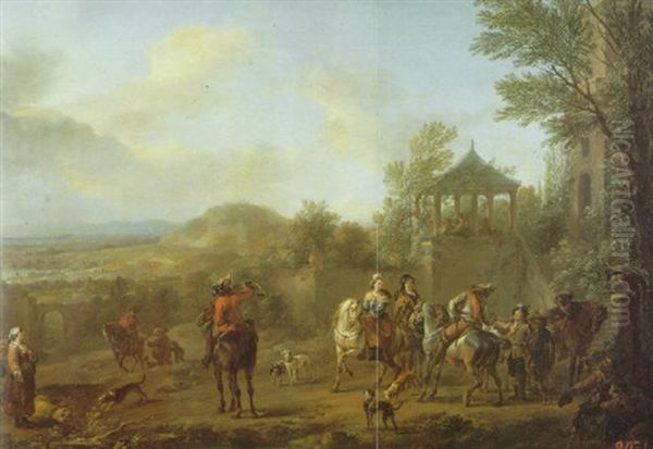 Depart Pour La Chasse Oil Painting by Carel van Falens or Valens