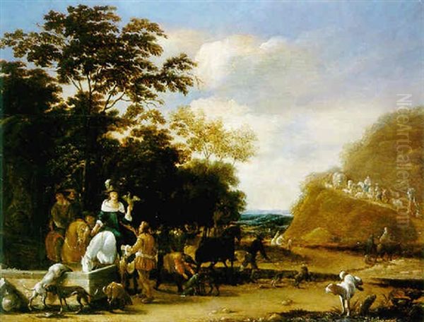 Le Depart Pour La Chasse Oil Painting by Carel van Falens or Valens