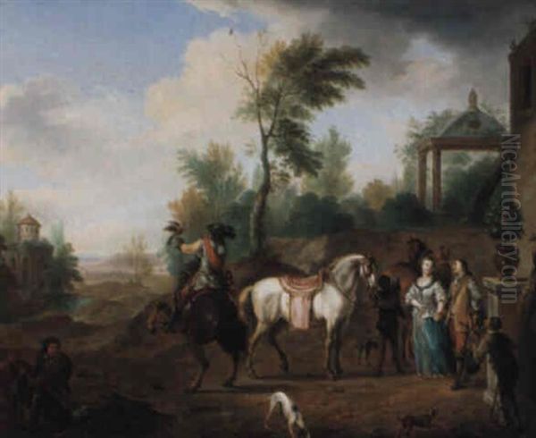 The Departure Oil Painting by Carel van Falens or Valens