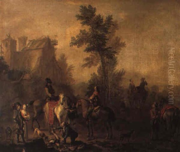 Le Retour De La Chasse Oil Painting by Carel van Falens or Valens