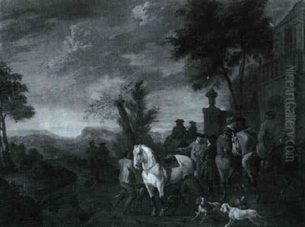 Aufbruch Zur Jagd Oil Painting by Carel van Falens or Valens