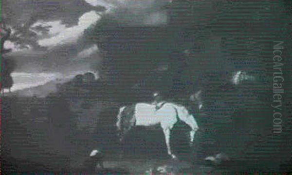 Le Pansage Des Chevaux  Le Depart De L'ecurie Oil Painting by Carel van Falens or Valens