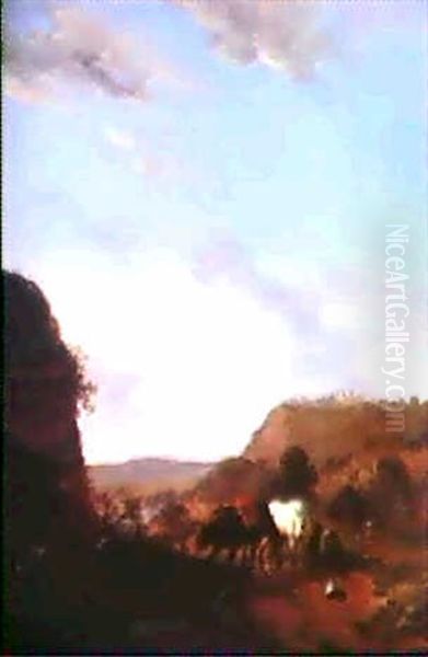 Paesaggio Con Cavalieri In Sosta Oil Painting by Carel van Falens or Valens