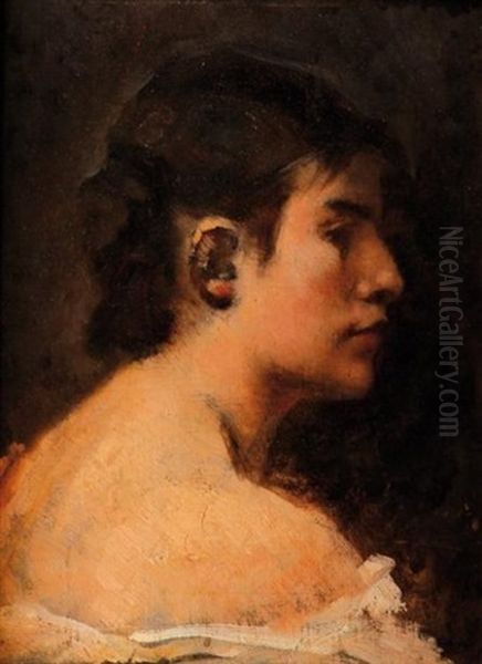 Portrait De Femme De Profil Oil Painting by Jean-Alexandre-Joseph Falguiere