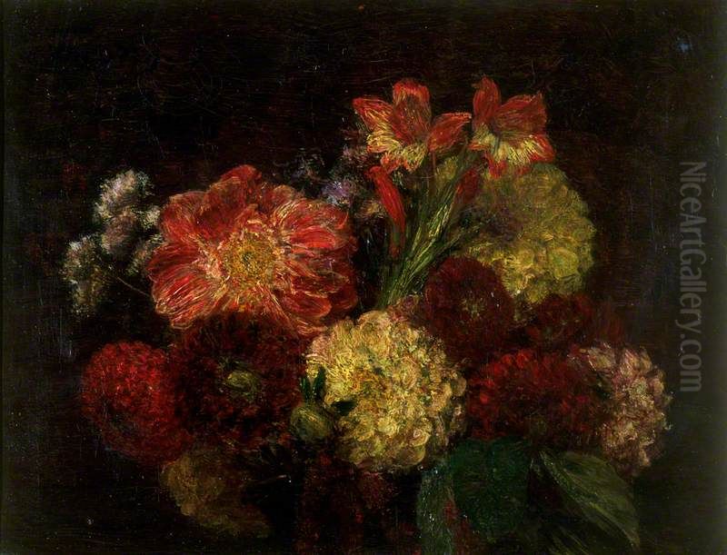 Dahlias Oil Painting by Henri Fantin-Latour