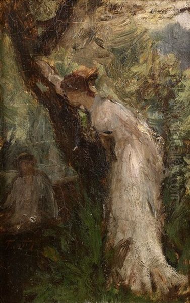 Jeune Femme Derriere Un Arbre Oil Painting by Henri Fantin-Latour
