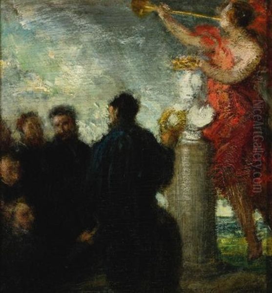 Hommage A Eugene Delacroix Oil Painting by Henri Fantin-Latour