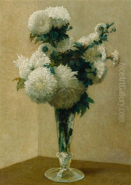 Chrysanthemenstrauss In Einer Vase Oil Painting by Henri Fantin-Latour