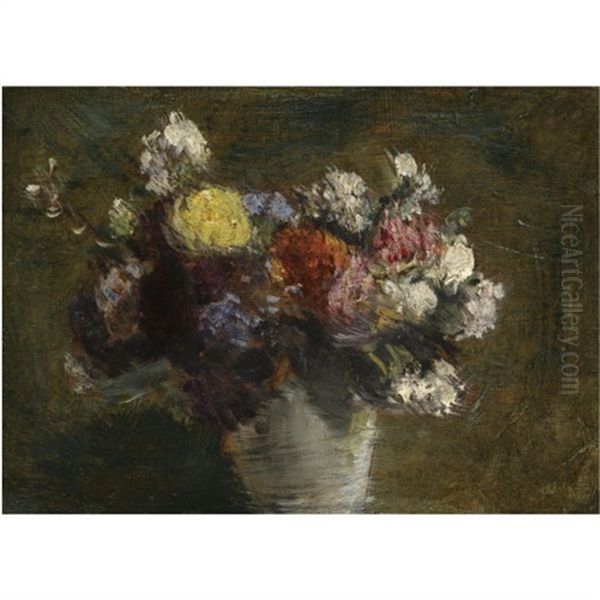 Fleurs Dans Un Pot De Porcelaine Blanche Oil Painting by Henri Fantin-Latour