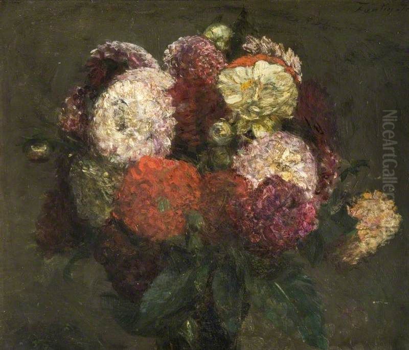 Bouquet De Dahlias Oil Painting by Henri Fantin-Latour