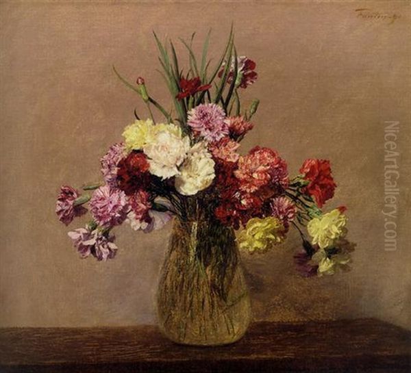 Oeillets Oil Painting by Henri Fantin-Latour