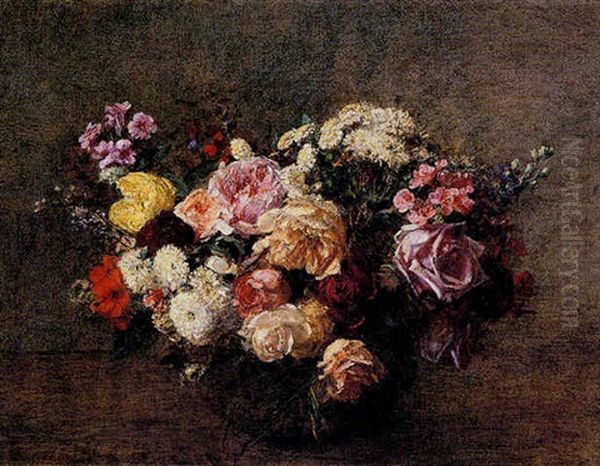 Fleurs Variees Oil Painting by Henri Fantin-Latour