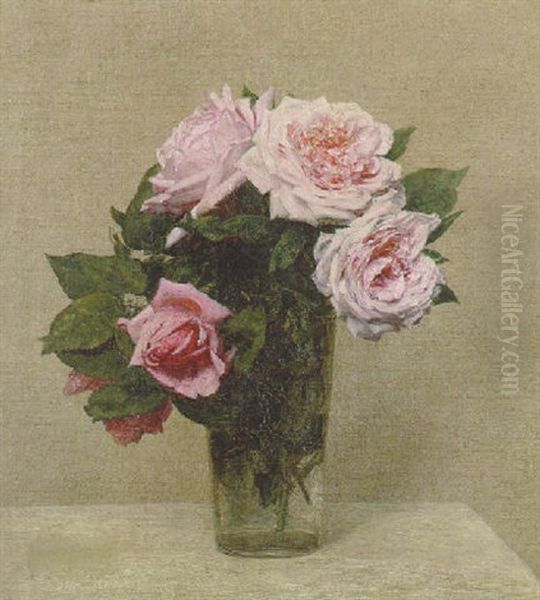 Roses Roses Oil Painting by Henri Fantin-Latour