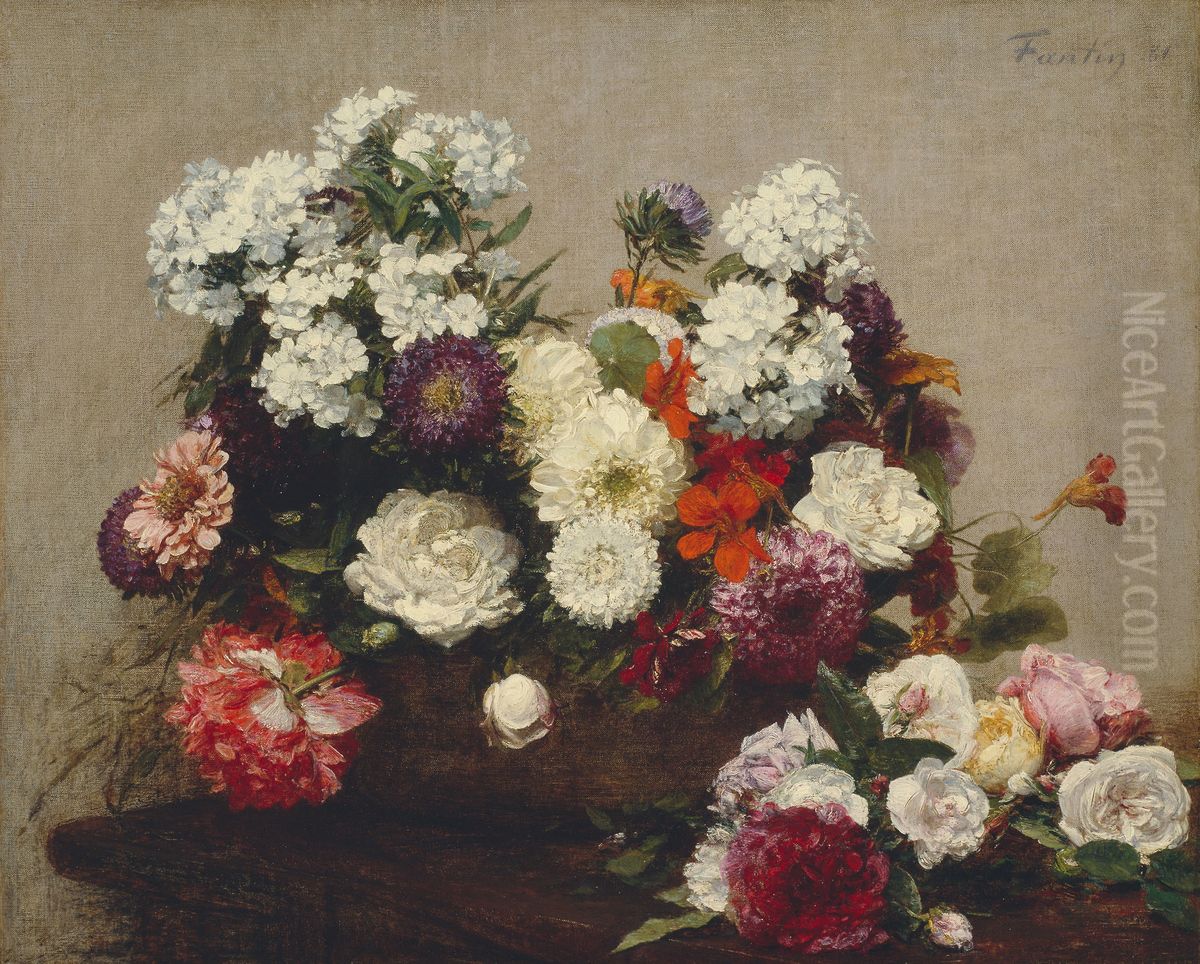 Still Life With Flowers Oil Painting by Henri Fantin-Latour