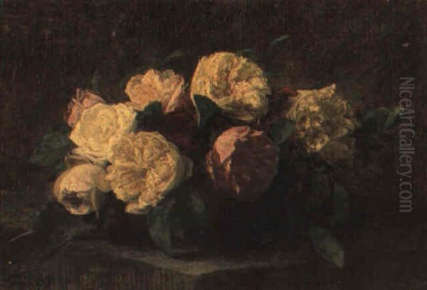 Fleurs - Roses Oil Painting by Henri Fantin-Latour