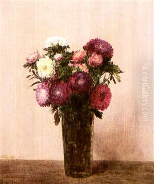 Vase De Fleurs-reine Marguerites Oil Painting by Henri Fantin-Latour