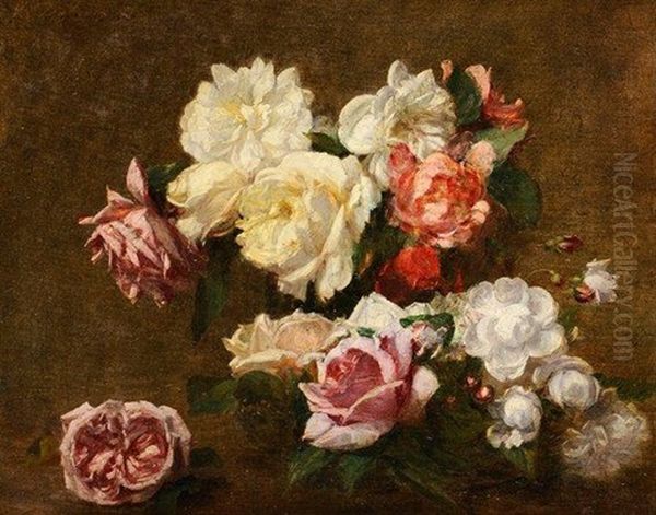 Bouquet De Roses Oil Painting by Victoria Dubourg