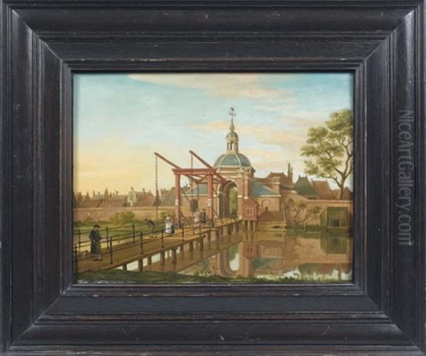 Le Pont A L'entree D'une Ville En Hollande Oil Painting by Paulus Constantin La Fargue