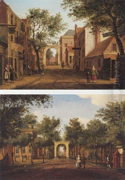 The Hague, A View Of The Bosbrug Gate Seen From The Hague Woods To The Korte Voorhout Oil Painting by Paulus Constantin La Fargue