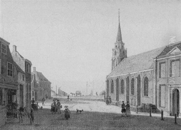 Vue D'une Ville (nimegue?) Oil Painting by Paulus Constantin La Fargue